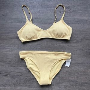 Aerie crinkle v scoop bikini in citron yellow
